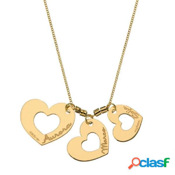 Collana argento 925 con ciondoli a forma di cuore