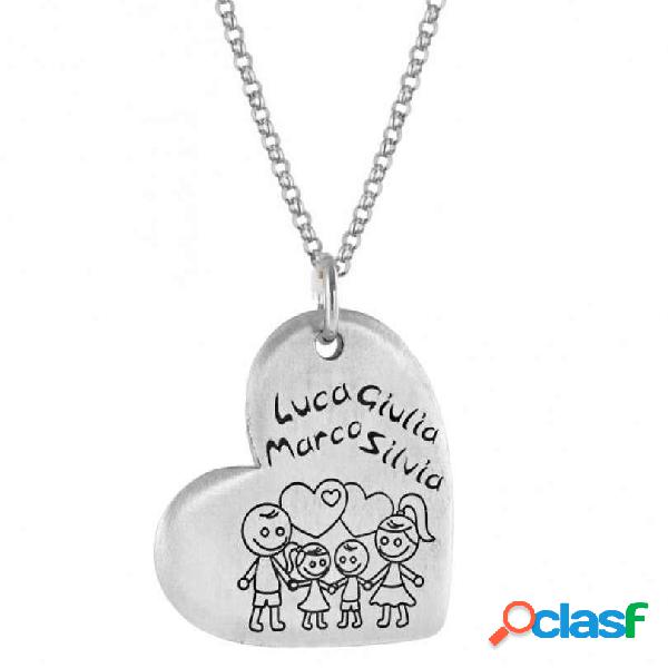 Collana argento 925 con ciondolo famiglia personalizzabile