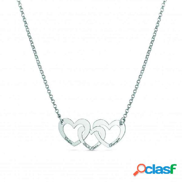 Collana argento 925 triplo cuore personalizzabile MOD.