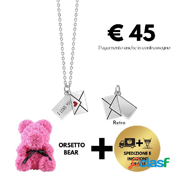 Collana con busta e biglietto d'amore + orsetto Bear (mod.