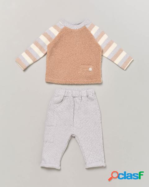 Completo composto da maglia orsetto e gambaletto grigio 6-12