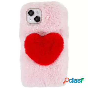 Custodia in TPU Plush Heart per iPhone 14 Plus - Rosa