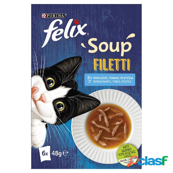 Felix Soup Cat Adult Filetti Merluzzo Tonno e Platessa 6x48