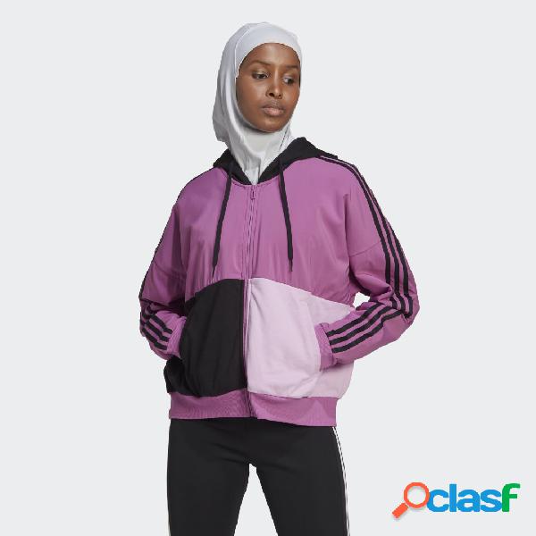 Felpa con cappuccio Essentials 3-Stripes Colorblock Full-Zip