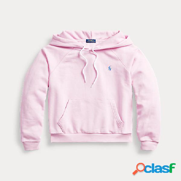 Felpa con cappuccio rosa in misto cotone con logo avio