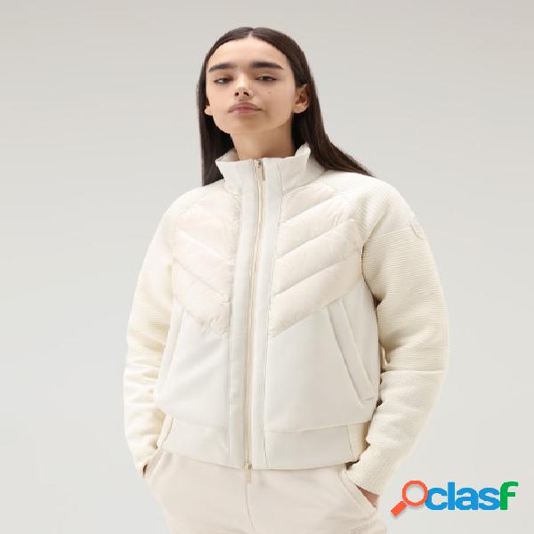 Giacca Bomber Suffolk color avorio in tessuto tecnico con
