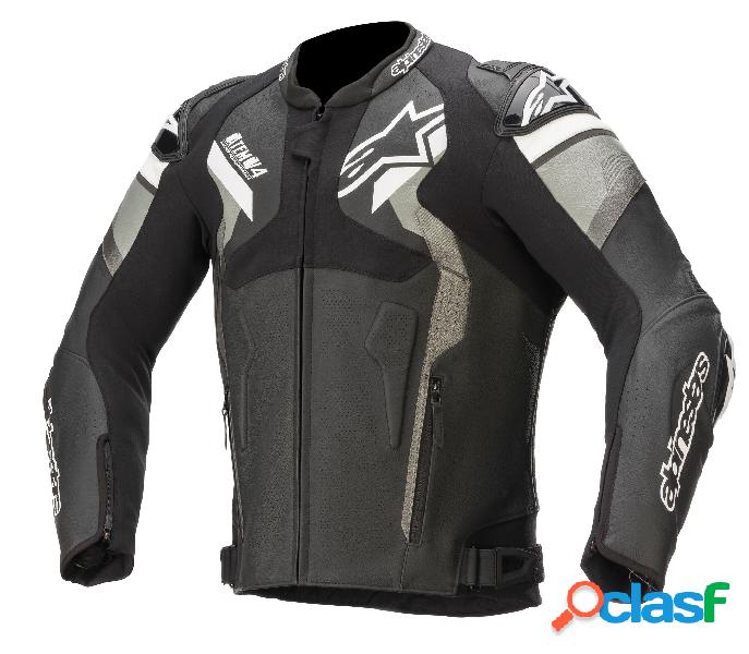 Giacca moto pelle Alpinestars ATEM V4 Nero Grigio Bianco