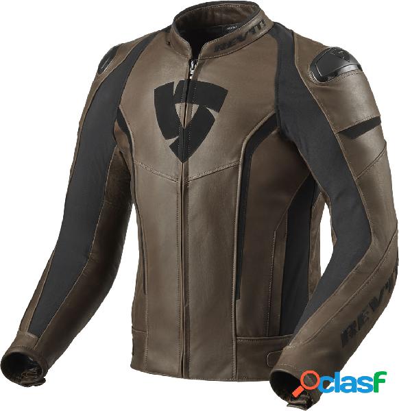 Giacca moto pelle e tessuto Revit Glide Vintage Marrone