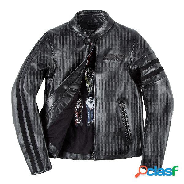 Giacca moto pelle estiva Dainese72 FRECCIA72 traforata Nero