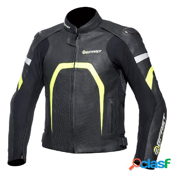 Giacca moto pelle racing Befast Ipervent Nero Giallo