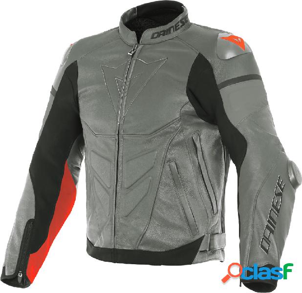 Giacca moto pelle racing Dainese SUPER RACE Grigio Grigio