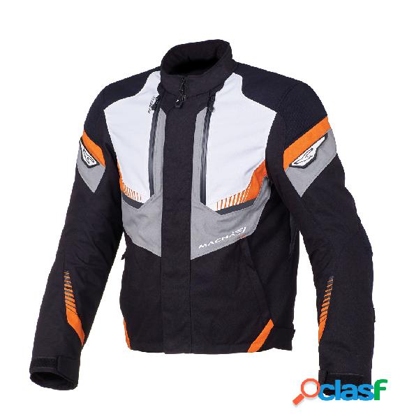 Giacca moto touring Macna Frequence nero bianco arancio