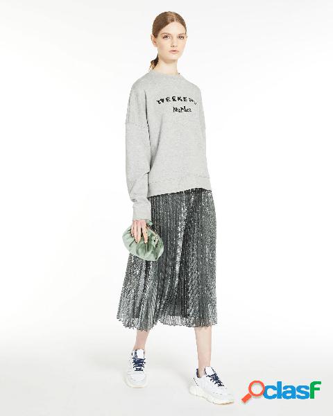 Gonna midi color salvia in tessuto a maglia plissettato con