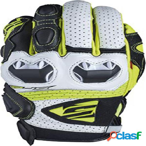 Guanti moto pelle Five SF2 Bianco Giallo fluo