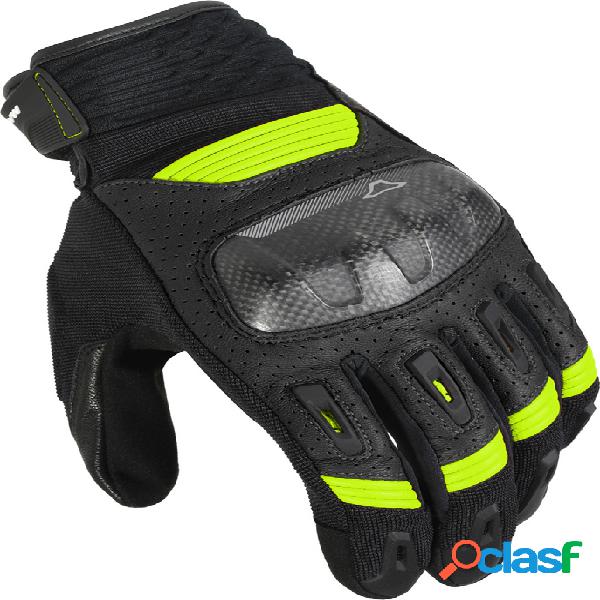 Guanti moto pelle e tessuto estivi Macna Rime Nero Giallo