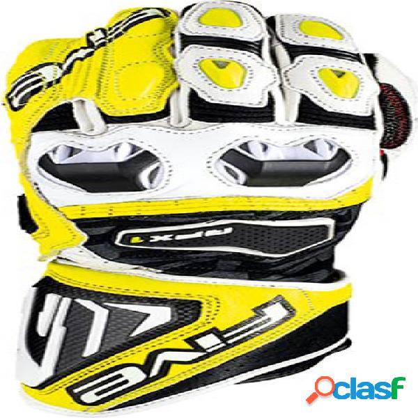 Guanti moto pelle racing Five RFX1 Bianco Giallo Fluo