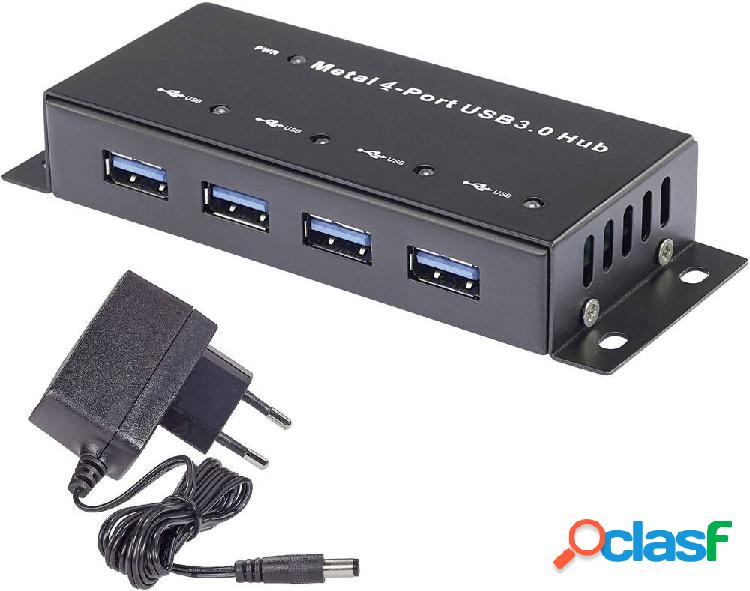 Hub USB 3.0 Renkforce 4 Porte Contenitore in metallo, Per