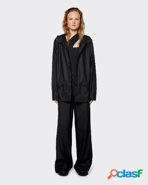 Jacket impermeabile nera con cappuccio