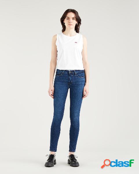 Jeans skinny blu a vita media in misto cotone stretch