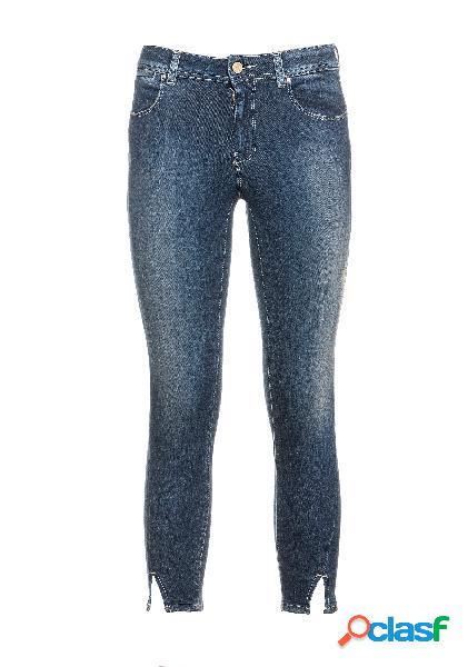 Jeans slim cropped in denim con lavaggio medio