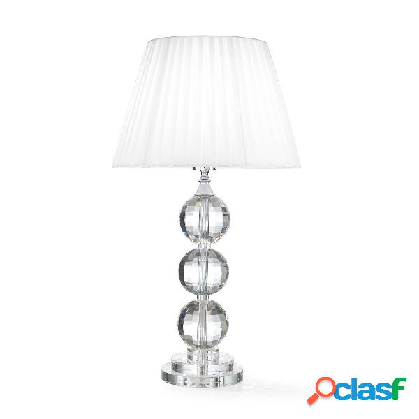 Lampada da tavolo in cristallo PIANETI H 64 cm con paralume