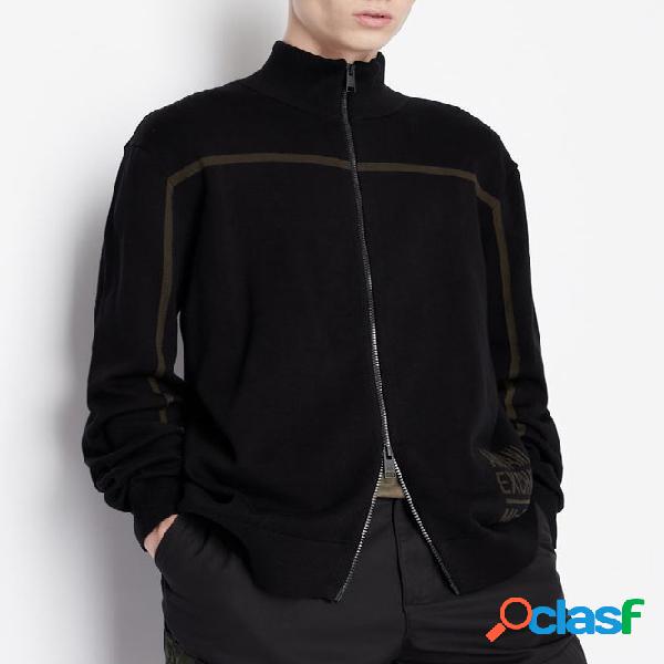 Maglia nera con chiusura zip a doppio cursore e profili