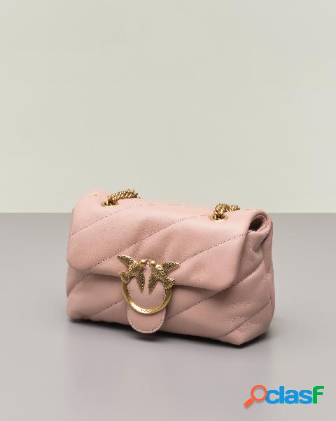 Mini Love Bag Puff rosa cipria in nappa misura media con