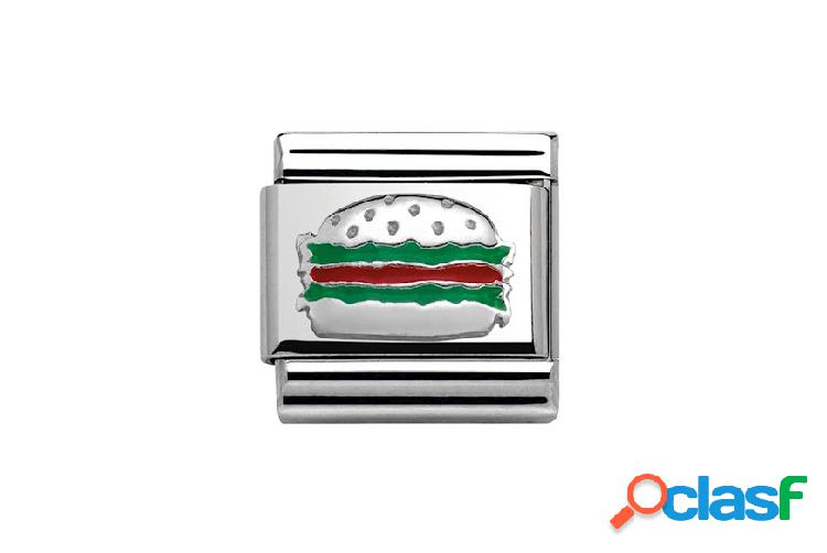 Nomination Hamburger Composable acciaio argento e smalto