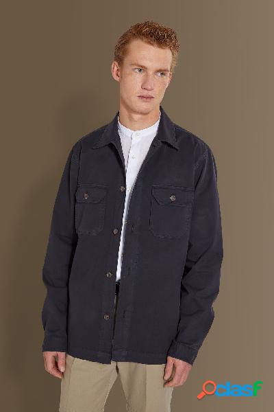 Overshirt in chambray uomo collo francese