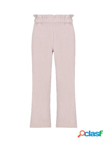Pantalone Paperbag Effect In Felpa Smooth Di Cotone Con