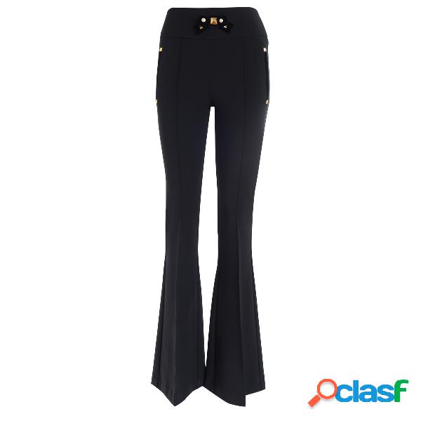 Pantalone a zampa Elisabetta Franchi nero con borchie