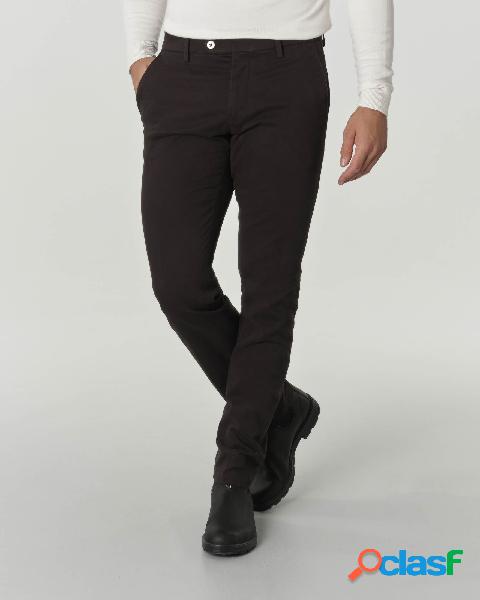 Pantalone chino Brad nero in gabardina di cotone stretch