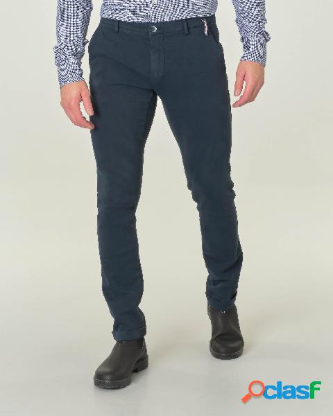 Pantalone chino Levanto blu in jersey di cotone stretch