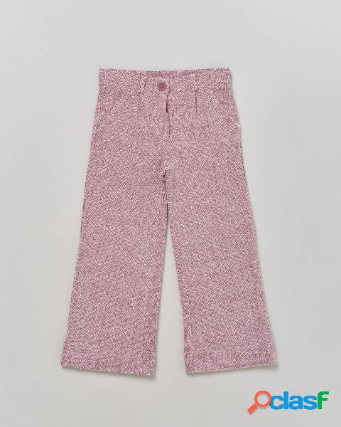 Pantalone rosa antico a palazzo con fantasia spinata 4-8
