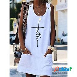 Per donna Abito in cotone e lino Abito casual Vestito a