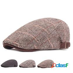 Per uomo Cappello basco Berretto in tweed Nero Kaki Cotone