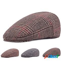 Per uomo Cappello basco Berretto in tweed Rosso Arancione