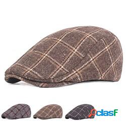 Per uomo Cappello basco Berretto in tweed Rosso Blu Lanetta