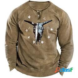 Per uomo Felpa Marrone Henley Fantasia animale Stampe