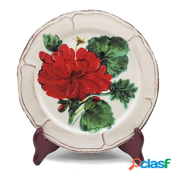 Piatto frutta in ceramica Gerani da Ø21 cm decoro Gerani