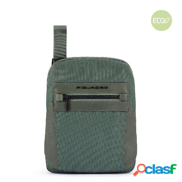 Piquadro borsello porta ipad in tessuto riciclato e pelle