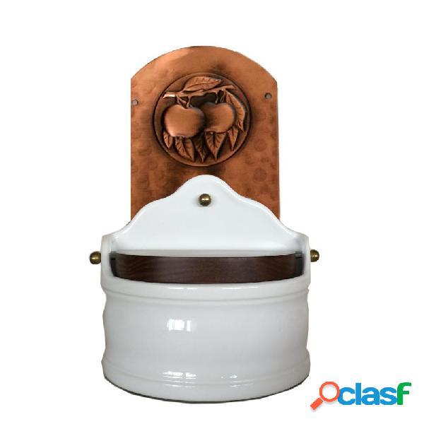 Portasale in rame e Ceramica 18xh31 cm - inserti in rame