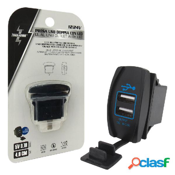Presa di corrente USB doppio con LED blue - ZIM&MANN