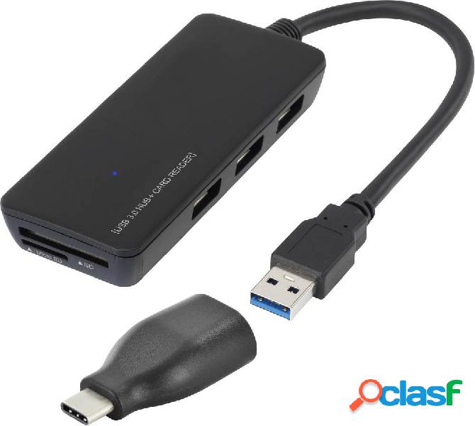 Renkforce 3 Porte Hub USB 3.0 Con lettore di schede SD