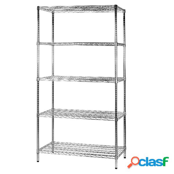 Scaffale cromato con 5 ripiani cromato in kit 35x90xh200 cm