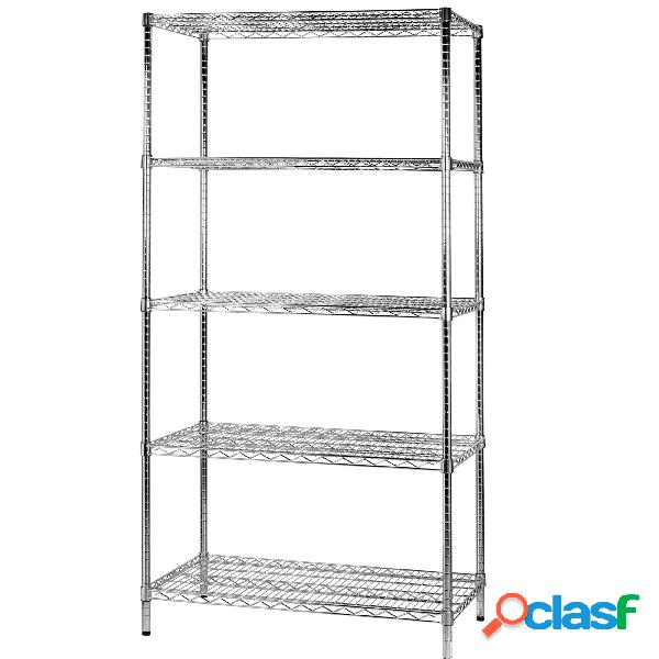Scaffale cromato con 5 ripiani cromato in kit 45x90xh200 cm