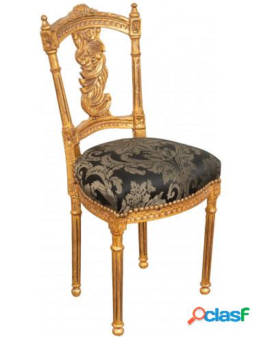 Sedia poltrona stile francese Luigi XVI in legno massello di