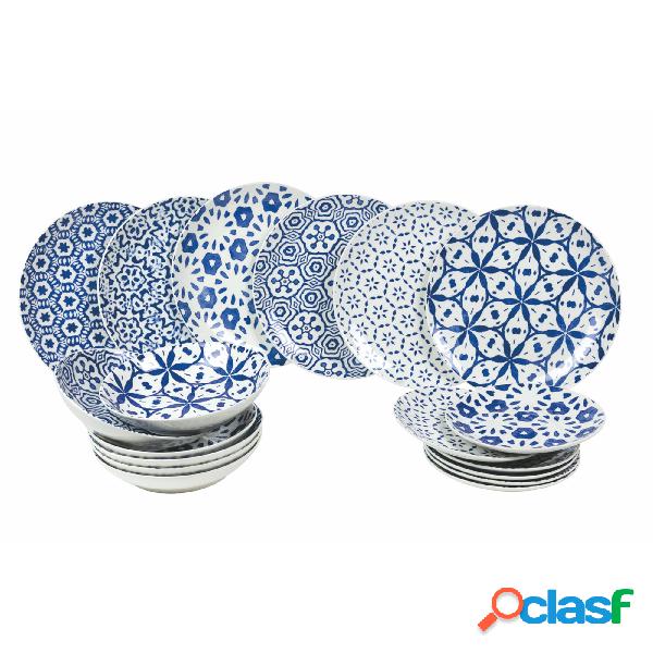 Servizio piatti da 18 pezzi Bodrum in Porcellana Blu