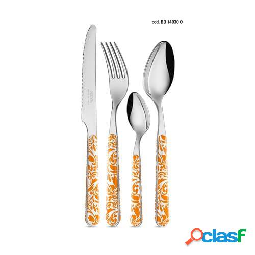 Servizio posate Decoro Vintage arancio, 24 pezzi