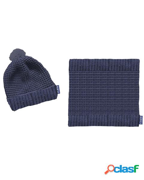 Set composto da berretto e scaldacollo blu M-L